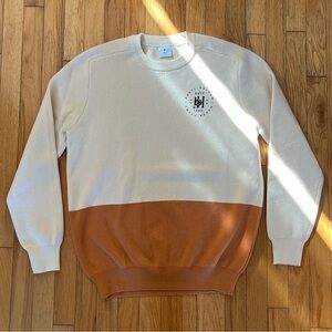 Basil Hayden Colorblock Sweater Crewneck Stitched Logo 100% Recycled Bourbon